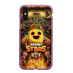 Чехол iPhone XS Max матовый Brawl Stars Robot Spike, цвет: 3D-фиолетовый