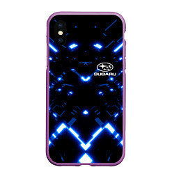 Чехол iPhone XS Max матовый SUBARU, цвет: 3D-фиолетовый