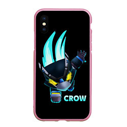 Чехол iPhone XS Max матовый Brawl Stars CROW, цвет: 3D-розовый