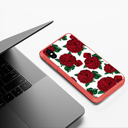 Чехол iPhone XS Max матовый Винтажные розы, цвет: 3D-красный — фото 2
