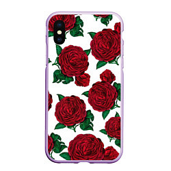 Чехол iPhone XS Max матовый Винтажные розы, цвет: 3D-сиреневый