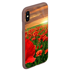 Чехол iPhone XS Max матовый Красный мак на закате, цвет: 3D-коричневый — фото 2