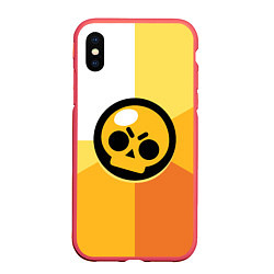 Чехол iPhone XS Max матовый BRAWL STARS, цвет: 3D-красный