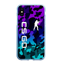 Чехол iPhone XS Max матовый CS GO, цвет: 3D-голубой