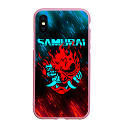 Чехол iPhone XS Max матовый CYBERPUNK 2077 SAMURAI, цвет: 3D-розовый