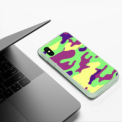 Чехол iPhone XS Max матовый Камуфляж, цвет: 3D-салатовый — фото 2