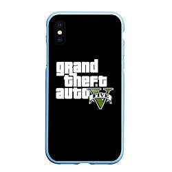 Чехол iPhone XS Max матовый GTA 5, цвет: 3D-голубой