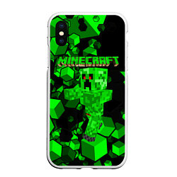 Чехол iPhone XS Max матовый Minecraft, цвет: 3D-белый