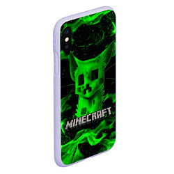 Чехол iPhone XS Max матовый MINECRAFT CREEPER CAT, цвет: 3D-светло-сиреневый — фото 2