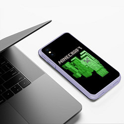 Чехол iPhone XS Max матовый MINECRAFT CREEPER, цвет: 3D-светло-сиреневый — фото 2