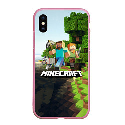 Чехол iPhone XS Max матовый Minecraft, цвет: 3D-розовый
