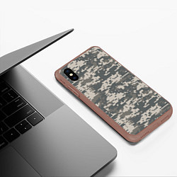 Чехол iPhone XS Max матовый Цифровой камуфляж, цвет: 3D-коричневый — фото 2
