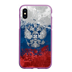 Чехол iPhone XS Max матовый Россия, цвет: 3D-фиолетовый