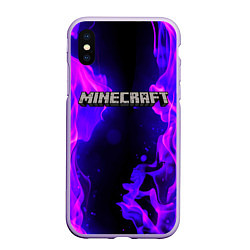 Чехол iPhone XS Max матовый MINECRAFT, цвет: 3D-светло-сиреневый