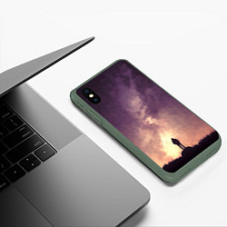 Чехол iPhone XS Max матовый Бесконечный космос, цвет: 3D-темно-зеленый — фото 2