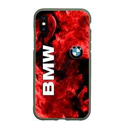 Чехол iPhone XS Max матовый BMW FIRE, цвет: 3D-темно-зеленый