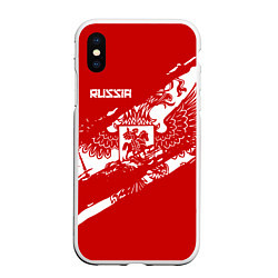 Чехол iPhone XS Max матовый Russia, цвет: 3D-белый