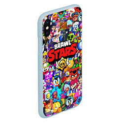 Чехол iPhone XS Max матовый BRAWL STARS ВСЕ ПЕРСОНАЖИ, цвет: 3D-голубой — фото 2