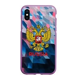 Чехол iPhone XS Max матовый RUSSIA, цвет: 3D-фиолетовый