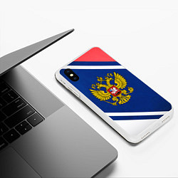 Чехол iPhone XS Max матовый RUSSIA SPORT, цвет: 3D-белый — фото 2