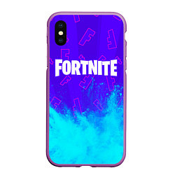 Чехол iPhone XS Max матовый FORTNITE ФОРТНАЙТ, цвет: 3D-фиолетовый