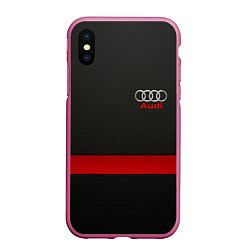 Чехол iPhone XS Max матовый AUDI, цвет: 3D-малиновый