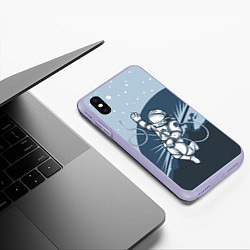 Чехол iPhone XS Max матовый Космонавт, цвет: 3D-светло-сиреневый — фото 2