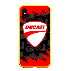 Чехол iPhone XS Max матовый DUCATI 2, цвет: 3D-желтый