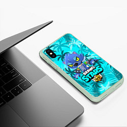 Чехол iPhone XS Max матовый BRAWL STARS LEON WEREWOLF, цвет: 3D-салатовый — фото 2