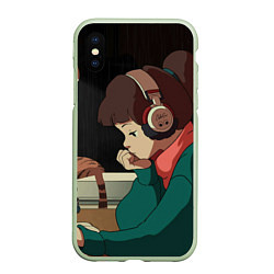 Чехол iPhone XS Max матовый STUDY GIRL, цвет: 3D-салатовый