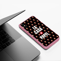 Чехол iPhone XS Max матовый БУМАЖНЫЙ ДОМ, цвет: 3D-малиновый — фото 2