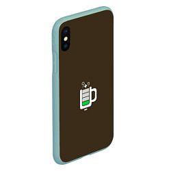 Чехол iPhone XS Max матовый Батарейка заряд чашка кофе, цвет: 3D-мятный — фото 2
