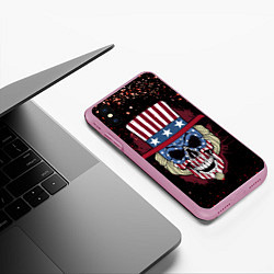 Чехол iPhone XS Max матовый Американский череп Z, цвет: 3D-розовый — фото 2