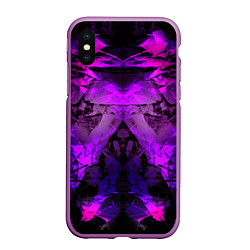 Чехол iPhone XS Max матовый Абстракция,пришелиц,космос,100, цвет: 3D-фиолетовый