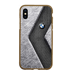 Чехол iPhone XS Max матовый BMW - emblem - metal - texture, цвет: 3D-коричневый