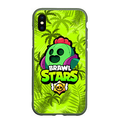 Чехол iPhone XS Max матовый BRAWL STARS SPIKE СПАЙК, цвет: 3D-темно-зеленый