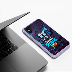 Чехол iPhone XS Max матовый Virus 8 bit brawl stars 3D, цвет: 3D-светло-сиреневый — фото 2