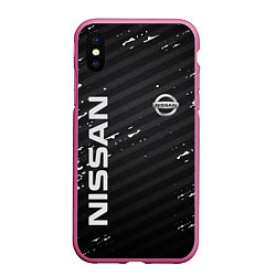 Чехол iPhone XS Max матовый NISSAN, цвет: 3D-малиновый