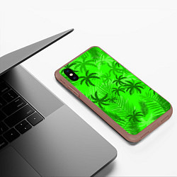 Чехол iPhone XS Max матовый ПАЛЬМЫ ЛЕТО TROPICAL, цвет: 3D-коричневый — фото 2