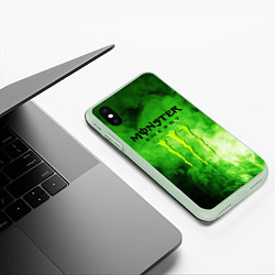 Чехол iPhone XS Max матовый MONSTER ENERGY, цвет: 3D-салатовый — фото 2