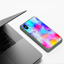 Чехол iPhone XS Max матовый НЕОНОВЫЕ ПОТЕРТОСТИ, цвет: 3D-темно-зеленый — фото 2