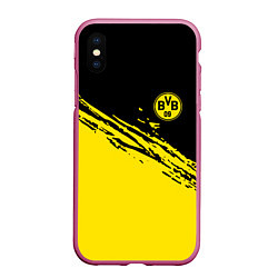 Чехол iPhone XS Max матовый BORUSSIA, цвет: 3D-малиновый