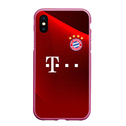 Чехол iPhone XS Max матовый BAYERN MUNCHEN, цвет: 3D-малиновый