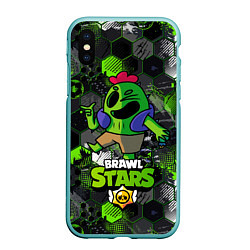 Чехол iPhone XS Max матовый Спайк brawl stars Spike, цвет: 3D-мятный