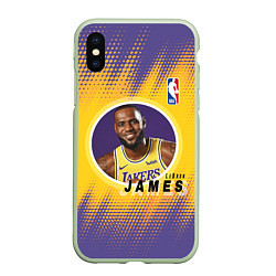 Чехол iPhone XS Max матовый LeBron James, цвет: 3D-салатовый