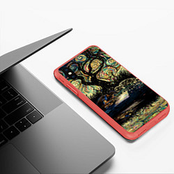 Чехол iPhone XS Max матовый НОЧЬ В ЛЕСУ, цвет: 3D-красный — фото 2