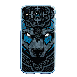 Чехол iPhone XS Max матовый Дикий медведь с узорами славянский, цвет: 3D-голубой