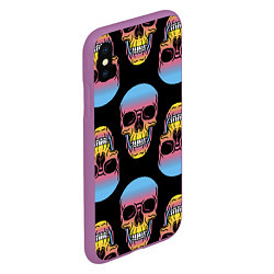 Чехол iPhone XS Max матовый Neon skull!, цвет: 3D-фиолетовый — фото 2