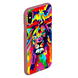 Чехол iPhone XS Max матовый Лев Artistic Art, цвет: 3D-малиновый — фото 2