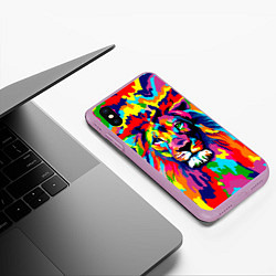 Чехол iPhone XS Max матовый Лев Artistic Art, цвет: 3D-сиреневый — фото 2